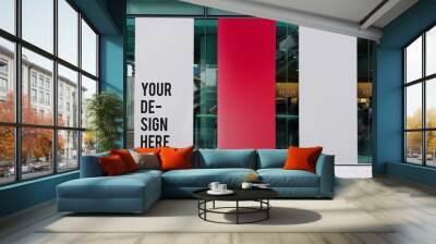 Three large banner mockups in front of a coffee shop Wall mural