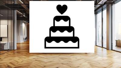 Three-tiered wedding cake graphic illustration Wall mural