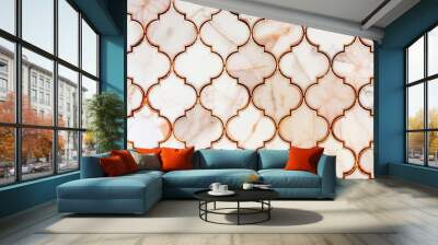 Tiles rose gold pattern backgrounds architecture repetition. Wall mural