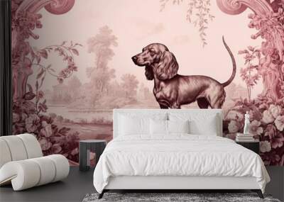 Toile wallpaper a single dachshund drawing animal mammal. Wall mural