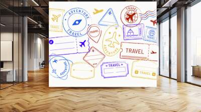 Travel stickers and badge set vector Wall mural