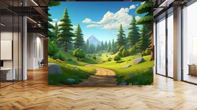 Tree land landscape panoramic. Wall mural