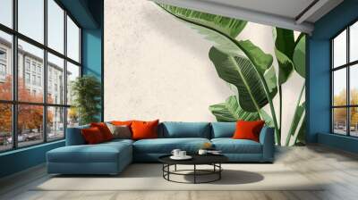 Tropical leaf desktop wallpaper background illustration Wall mural