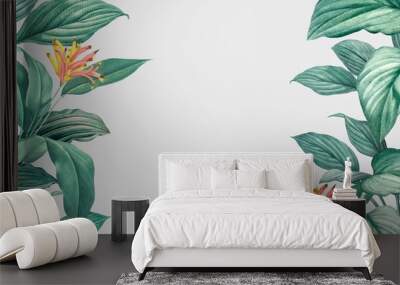 Tropical leaves frame Wall mural