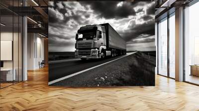 Truck vehicle road transportation. Wall mural