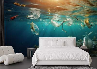 Underwater outdoors plastic nature. Wall mural