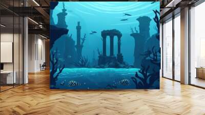 Underwater sea outdoors aquarium. Wall mural