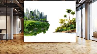 Utopia island scenery png element set on transparent background Wall mural