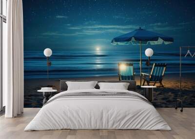 Vacation summer beach night. Wall mural