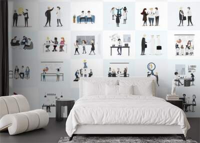 Vector collection of business people Wall mural