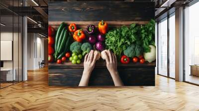 Vegetable food wood cauliflower. Wall mural