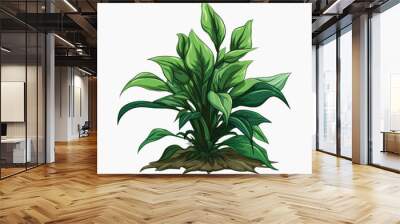 Vibrant green leafy plant illustration Wall mural