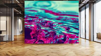 Vibrant neon liquid textured background Wall mural