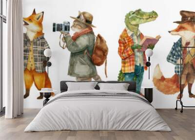 vintage animal character png cut out element set Wall mural