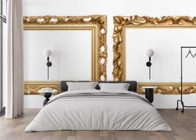 Vintage gold frame png cut out element set Wall mural