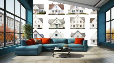 Vintage house png element set, transparent background Wall mural