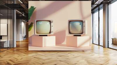 Vintage television tv mockup electronics hardware monitor. Wall mural