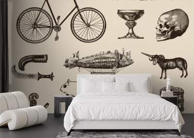 Vintage Victorian objects collection Wall mural