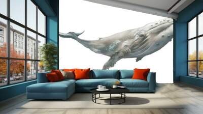 Whale sea animal png illustration sticker, transparent background Wall mural