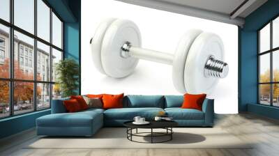 White dumbbell for strength training Wall mural