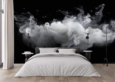 White Fog black smoke black background. Wall mural