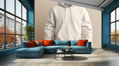 White hoodie shirt mockup apparel sweatshirt clothing. Wall mural