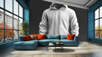 White hoodie shirt mockup apparel sweatshirt clothing. Wall mural