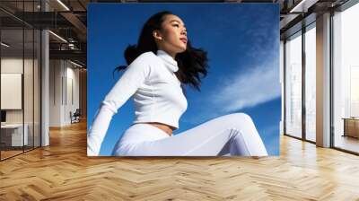 White leggings outdoors fashion sports. Wall mural