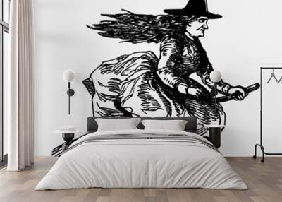 Witch on a broomstick Wall mural