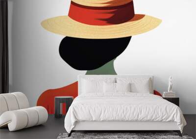 Woman wearing hat, retro style Wall mural