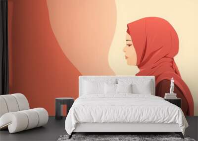 Woman wearing hijab portrait. Wall mural