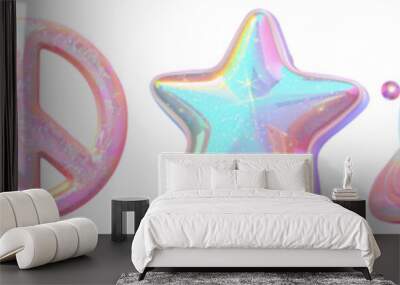 y2k 3d hologram png cut out element set Wall mural