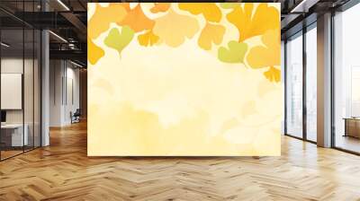 Yellow ginkgo leaf framed background Wall mural