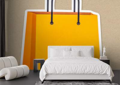 Yellow shopping bag icon isolated Wall mural