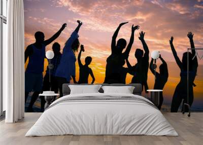 Young Adult Summer Beach Party Dancing Concept Wall mural