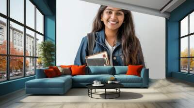 Young indian woman student happy smile. Wall mural