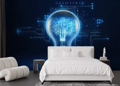 light bulb on the background of electronic circuit Wall mural