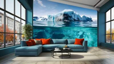 melting icebergs and glaciers in polar regions Wall mural