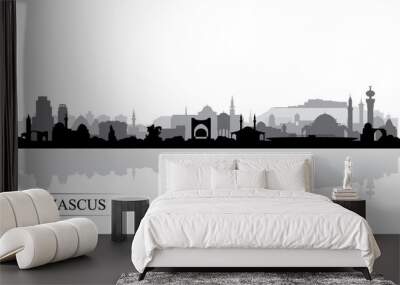 Damascus city skyline silhouette background Wall mural