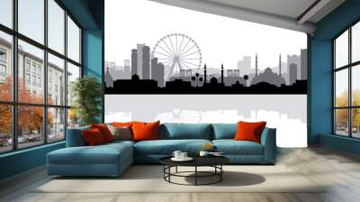 Sharjah city skyline silhouette background Wall mural