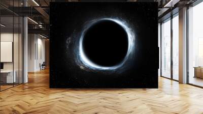 Black hole in space, space black hole, galaxy, outer space. Cold black hole abstract circle. Singularity of massive black hole. Concept of universe and wormhole
 Wall mural