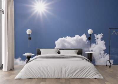 Beautiful blue clear sky background Wall mural