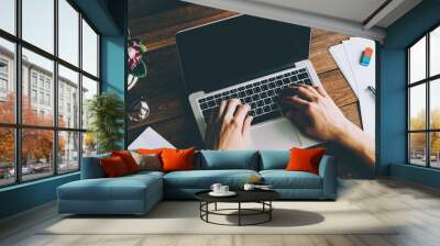 Man Working On Laptop Wall mural