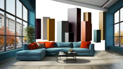 3D Bar Graph Isolated on Transparent Background Wall mural