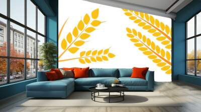 Set of wheats icons and wheat design elements. Wall mural