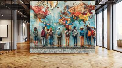 A cultural exchange program with students from different countries, free space for text --ar 3:2 --stylize 750 --v 6 Job ID: 2d98857e-4f9d-499e-814b-ad7cbe0b2a83 Wall mural