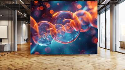 abstract bubbles background soap design sphere blue bright shiny liquid circle air water light fun transparent Wall mural