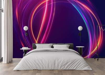 abstract illustration bright light background shape effect design glowing neon modern curve blue colorful shine Wall mural