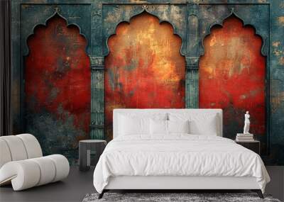 architectural old ancient india building heritage door culture texture Wall mural