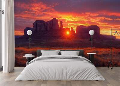 arizona utah desert landscape navajo red nature canyon america sunrise usa travel sunset southwest rock monument Wall mural